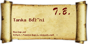 Tanka Béni névjegykártya